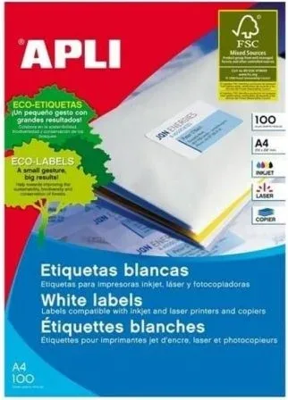 Etiquetas Adhesivas Apli 1273/ 70 x 37mm/ 100 Hojas