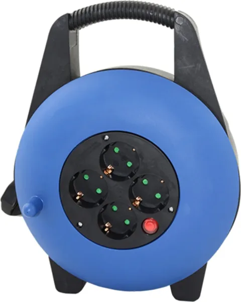 Regleta alargadera enrollacables 4 tomas -  15m -  16a -  250v -  3x1.5mm -  color azul