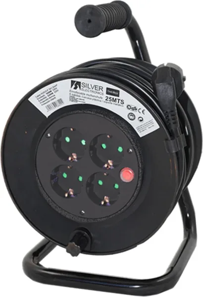 Regleta alargadera enrollacables 4 tomas -  15m -  16a -  250v -  3x1.5mm -  color azul