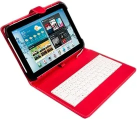 Funda universal silver ht para tablet 9 - 10.1 pulgadas + teclado con cable micro USB rojo - blanco