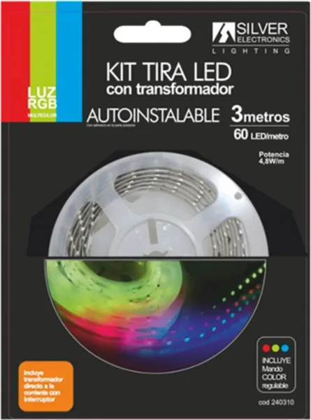 Kit tira LED silver electronics 540 lm - m -  3m -  12v -  7.2w - m -  RGB