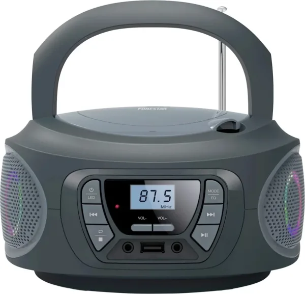 Radio CD Fonestar BOOM-ONE-G/ 13W/ con Cable/ a Pilas/ Gris