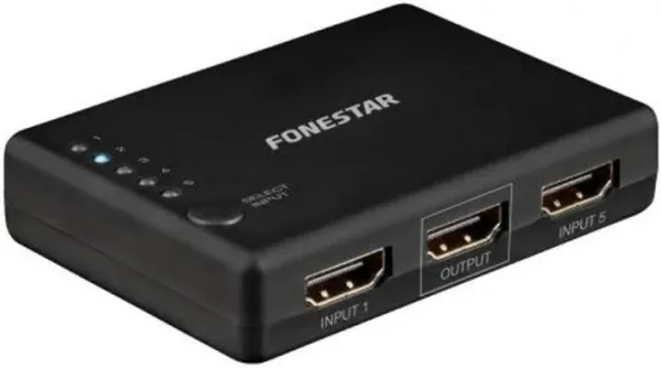 Switch HDMI 5*1 fonestar fo - 22sw51 - 5 entradas - 1 salida - resolución UHD 4K 60hz - botón selector - mando a distancia - plug and play