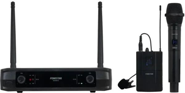 Micrófono Inalámbrico Doble Mano y Petaca UHF Fonestar SONAIR-2MP/ Incluye Receptor