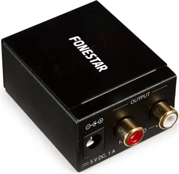 Convertidor de audio fonestar fo - 37da - audio digital en analógico - entrada óptica spdif -  coaxial spdif - salida audio estéreo - 2x rca