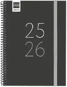 Agenda Escolar 2025-2026 Secundaria 4º 155X212 Semana Vista Horizontal Negro+ Finocam 634204026