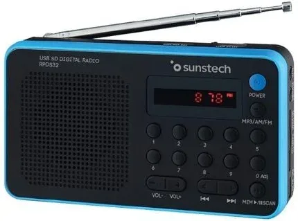 Radio Portátil Sunstech RPDS32BL/ con Batería/ Negra y Azul
