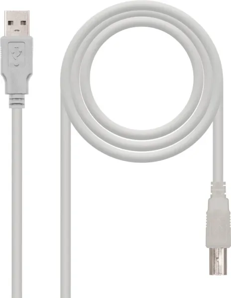 Cable USB 2.0 Impresora Nanocable 10.01.0103/ USB Tipo-B Macho - USB Macho/ 1.8m/ Beige