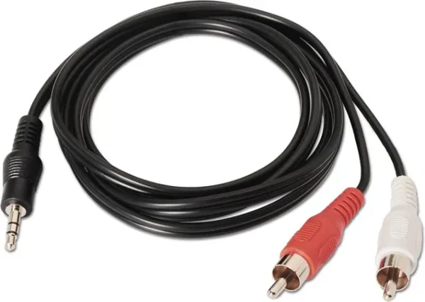 Cable de audio miniJack-2xRCA M/M 1.5m. Negro