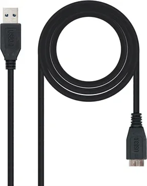 Cable USB 3.0 tipo a a micro USB tipo b nanocable 2m -  macho - macho -  negro