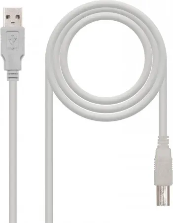 Cable USB 2.0 Impresora Nanocable 10.01.0102/ USB Tipo-B Macho - USB Macho / 480Mbps/ 1m/ Beige