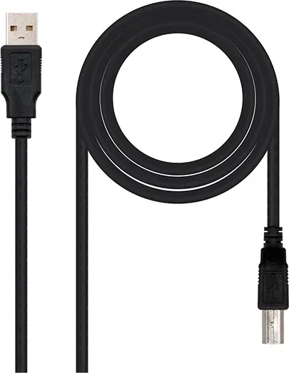 Cable USB 2.0 Impresora Nanocable 10.01.0102/ USB Tipo-B Macho - USB Macho/ 1m/ Negro