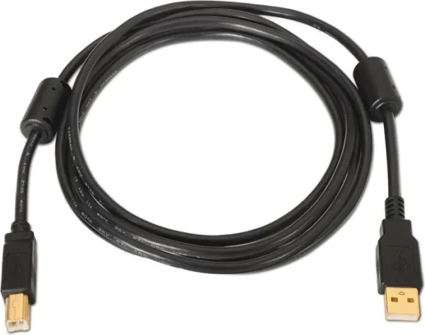 Cable USB 2.0 Impresora Tipo USB A/M-B/M Ferrita 2 M Negro Nanocable