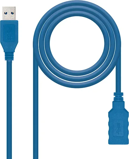 Cable Alargador USB 3.0 Nanocable 10.01.0901/ USB Macho - USB Hembra/ 1m/ Azul
