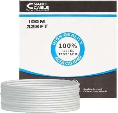 Bobina de Cable RJ45 UTP Nanocable 10.20.0302-FLEX Cat.5e/ 100m/ Gris