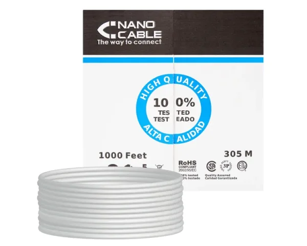 Bobina de Cable RJ45 UTP Nanocable 10.20.0304-FLEX Cat.5e/ 305m/ Gris