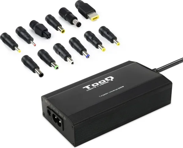 Cargador de Portátil TooQ TQLC-100BS01M/ 1xUSB/ 100W/ Manual/ 12 Conectores/ Voltaje 12-24V
