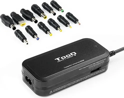 Cargador de Portátil TooQ TQLC-90BS02M/ 1xUSB/ 90W/ Manual/ 12 Conectores/ Voltaje 15-24V
