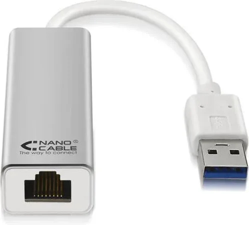 Cable conversor USB 3.0 a gigabit ethernet nanocable 10 - 100 - 1000mbps 15cm -  macho - hembra -  aluminio