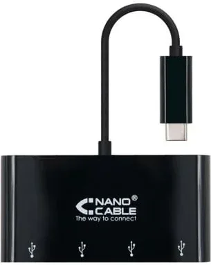 Hub USB Tipo-C Nanocable 10.16.4401-BK / 4xUSB