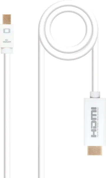 Cable nanocable conversor mini dp a HDMI mini dp - m -  HDMI - m blanco 2.0 m