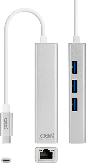 Nanocable Conversor USB-C Ethernet +3xUSB 3.0