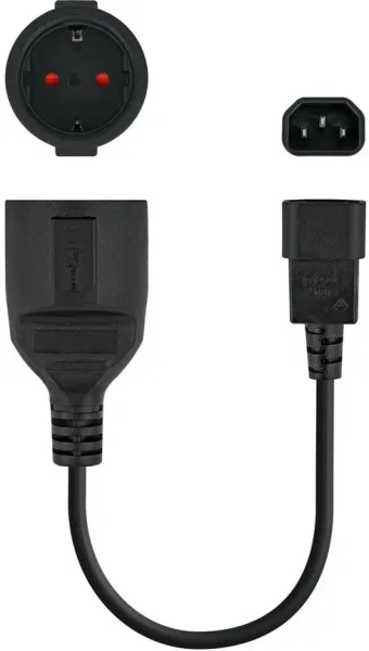 Adaptador Alimentación Nanocable 10.22.0901/ C14 Macho - CEE7 Hembra/ 25cm/ Negro