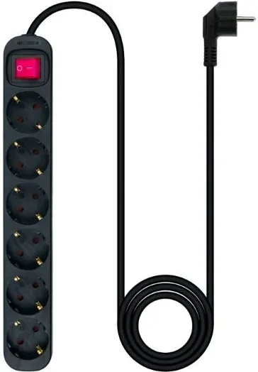 Regleta 6 tomas Negra 1.4m