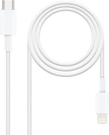Cable USB 2.0 Tipo-C Lightning Nanocable 10.10.0600/ USB Tipo-C Macho - Lightning Macho/ 50cm/ Blanco