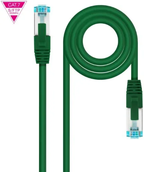 Cable de Red Latiguillo 600Mhz Lszh Sftp Pimf Cat7 Awg26 0.50 M Verde Nanocable