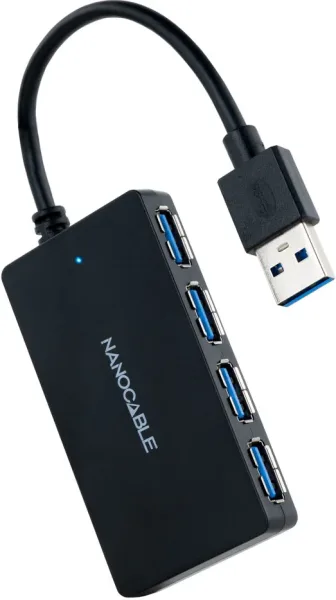 Hub USB 3.0 nanocable con 4 puertos de USB 3.0 USB - a - m - USB 3.0 - h negro 15 cm