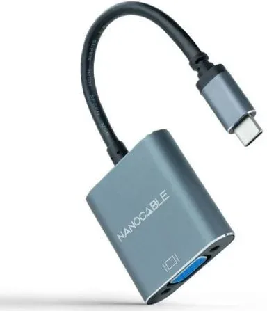 Conversor Nanocable 10.16.4101-G/ USB Tipo-C Macho - VGA Hembra/ 10cm/ Negro y Gris