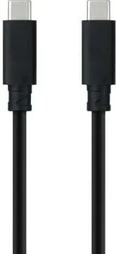 Cable USB 3.1 Tipo-C Nanocable 10.01.4100/ USB Tipo-C Macho - USB Tipo-C Macho/ Hasta 100W/ 10Gbps/ 50cm/ Negro