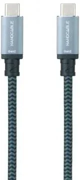 Cable USB 3.1 Tipo-C Nanocable 10.01.4101-L150-COMB/ USB Tipo-C Macho - USB Tipo-C Macho/ Hasta 100W/ 10Gbps/ 1.5m/ Gris y Negro