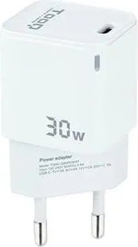 Cargador de Pared GaN TooQ TQWC-GANPD30WT/ 1xUSB Tipo-C/ 30W