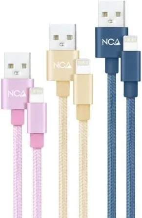 Cables USB 2.0 Lightning Nanocable 10.10.0401-CO2/ USB Macho - Lightning Macho/ 1m/ 3 Unidades/ Rosa, Dorado, Azul Pacífico