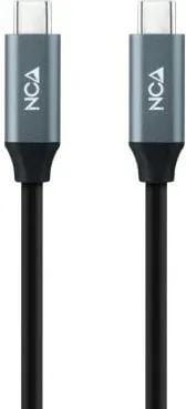 Cable USB 3.2 Tipo-C Nanocable 10.01.4301-L150/ USB Tipo-C Macho - USB Tipo-C Macho/ Hasta 100W/ 20Gbps/ 1.5m/ Gris y Negro