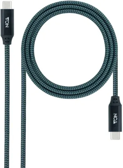 Cable USB 3.2 Tipo-C Nanocable 10.01.4301-L150-COMB/ USB Tipo-C Macho - USB Tipo-C Macho/ Hasta 100W/ 20Gbps/ 1.5m/ Gris y Negro