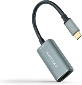Conversor Nanocable 10.16.4104-G/ USB Tipo-C Macho - DisplayPort Hembra/ 15cm/ Gris