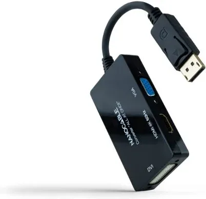 Cable DisplayPort Nanocable 10.16.3301-ALL/ HDMI Hembra - DVI-D Hembra - VGA Hembra/ 20cm/ Negro