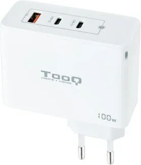 Cargador de Pared GaN TooQ TQWC-GANQC2PD100W/ 2xUSB Tipo-C/ 1xUSB/ 100W