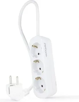 Regleta Nanocable 10.38.0003-NS/ 3 Tomas de Corriente/ Cable 1.4m/ Blanca