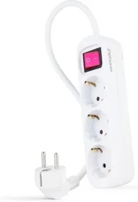 Regleta con Interruptor Nanocable 10.38.0003/ 3 Tomas de Corriente/ Cable 1.4m/ Blanca