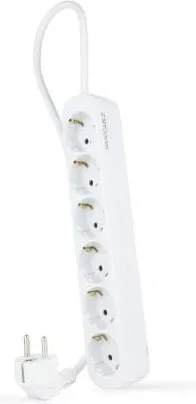Regleta Nanocable 10.37.0006-NS/ 6 Tomas de Corriente/ Cable 1.4m/ Blanca