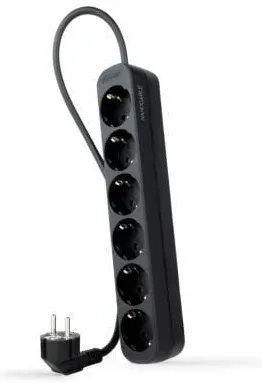 Regleta Nanocable 10.37.0006-NS-BK/ 6 Tomas de Corriente/ Cable 1.4m/ Negra