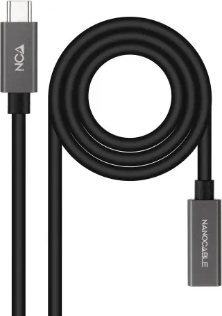 Cable Alargador USB 3.2 Nanocable 10.01.4402/ USB Tipo-C Macho - USB Tipo-C Hembra/ 2m/ Negro