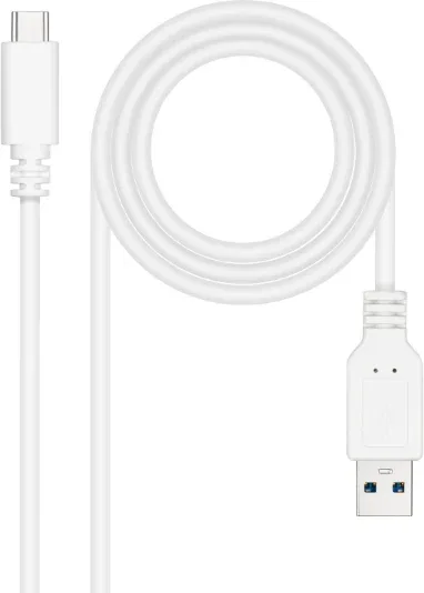 Cable USB 3.1 Tipo-C Nanocable 10.01.4001-W/ USB Tipo-C Macho - USB Macho/ 10Gbps/ 1m/ Blanco