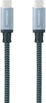 Cable USB 3.2 Tipo-C Nanocable 10.01.4103-COMB/ USB Tipo-C Macho - USB Tipo-C Macho/ Hasta 100W/ 20Gbps/ 3m/ Gris y Negro