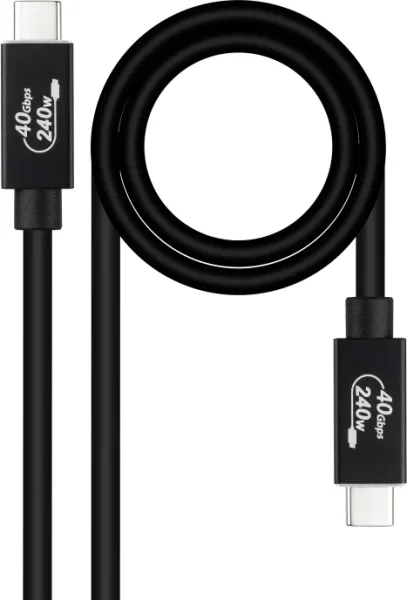 Cable USB 4.0 Nanocable 10.01.5002/ USB Tipo-C Macho - USB Tipo-C Macho/ Hasta 240W/ 40Gbps/ 1.8m/ Negro
