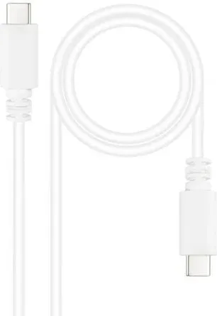 Cable USB 2.0 Tipo-C Nanocable 10.01.2301-W/ USB Tipo-C Macho - USB Tipo-C Macho/ 480Mbps/ 1m/ Blanco